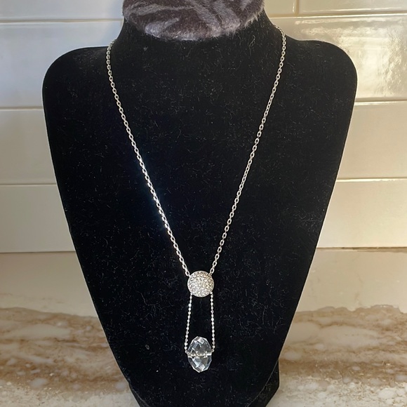 Swarovski Jewelry - Swarovski Crystal Cut Crystal & Pavé Circle Ball Silver Necklace Pendant